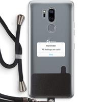 CaseCompany Reminder: LG G7 Thinq Transparant Hoesje met koord