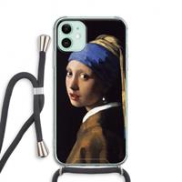 CaseCompany The Pearl Earring: iPhone 11 Transparant Hoesje met koord