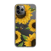 CaseCompany Sunflower and bees: iPhone 11 Pro Max Transparant Hoesje