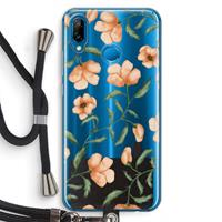 CaseCompany Peachy flowers: Huawei P20 Lite Transparant Hoesje met koord