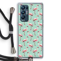 CaseCompany Flamingoprint groen: Oppo Find X3 Neo Transparant Hoesje met koord