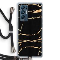 CaseCompany Gouden marmer: Oppo Find X3 Neo Transparant Hoesje met koord