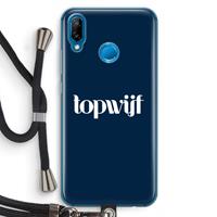 CaseCompany Topwijf Navy: Huawei P20 Lite Transparant Hoesje met koord