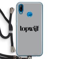 CaseCompany Topwijf Grijs Zwart: Huawei P20 Lite Transparant Hoesje met koord