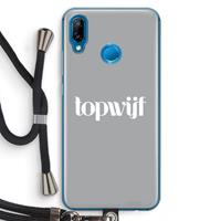 CaseCompany Topwijf Grijs Wit: Huawei P20 Lite Transparant Hoesje met koord