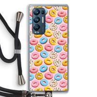 CaseCompany Pink donuts: Oppo Find X3 Neo Transparant Hoesje met koord