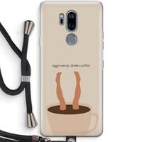 CaseCompany Aggressively drinks coffee: LG G7 Thinq Transparant Hoesje met koord