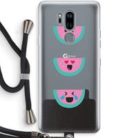 CaseCompany Smiley watermeloen: LG G7 Thinq Transparant Hoesje met koord