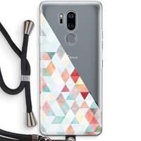 CaseCompany Gekleurde driehoekjes pastel: LG G7 Thinq Transparant Hoesje met koord