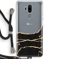 CaseCompany Gouden marmer: LG G7 Thinq Transparant Hoesje met koord