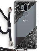 CaseCompany Zwart marmer: LG G7 Thinq Transparant Hoesje met koord