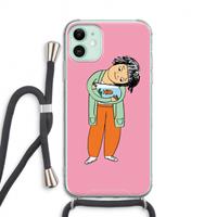 CaseCompany Visknuffel: iPhone 11 Transparant Hoesje met koord