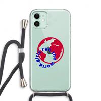 CaseCompany Run The World: iPhone 11 Transparant Hoesje met koord