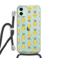 CaseCompany Ananas: iPhone 11 Transparant Hoesje met koord