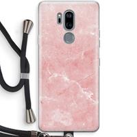 CaseCompany Roze marmer: LG G7 Thinq Transparant Hoesje met koord