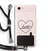 CaseCompany Best heart black: Pixel 3 XL Transparant Hoesje met koord
