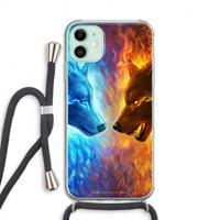 CaseCompany Fire & Ice: iPhone 11 Transparant Hoesje met koord