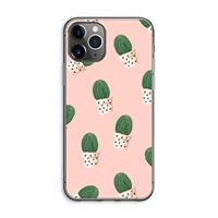 CaseCompany Cactusprint roze: iPhone 11 Pro Max Transparant Hoesje