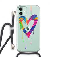 CaseCompany Melts My Heart: iPhone 11 Transparant Hoesje met koord