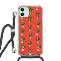 CaseCompany Mini cactus: iPhone 11 Transparant Hoesje met koord