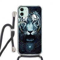 CaseCompany Darkness Tiger: iPhone 11 Transparant Hoesje met koord