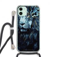 CaseCompany Darkness Lion: iPhone 11 Transparant Hoesje met koord