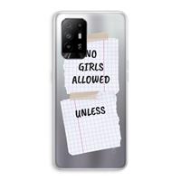 CaseCompany No Girls Allowed Unless: Oppo A94 5G Transparant Hoesje