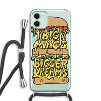 CaseCompany Big Macs Bigger Dreams: iPhone 11 Transparant Hoesje met koord