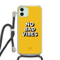 CaseCompany No Bad Vibes: iPhone 11 Transparant Hoesje met koord