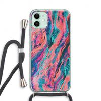 CaseCompany Electric Times: iPhone 11 Transparant Hoesje met koord