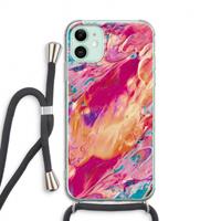 CaseCompany Pastel Echoes: iPhone 11 Transparant Hoesje met koord