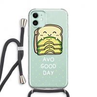 CaseCompany Avo Good Day: iPhone 11 Transparant Hoesje met koord