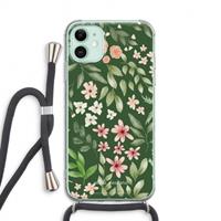 CaseCompany Botanical green sweet flower heaven: iPhone 11 Transparant Hoesje met koord