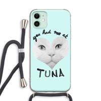 CaseCompany You had me at tuna: iPhone 11 Transparant Hoesje met koord