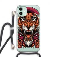 CaseCompany Tiger and Rattlesnakes: iPhone 11 Transparant Hoesje met koord