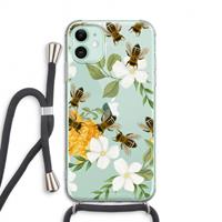 CaseCompany No flowers without bees: iPhone 11 Transparant Hoesje met koord