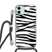 CaseCompany Zebra pattern: iPhone 11 Transparant Hoesje met koord