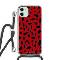 CaseCompany Red Leopard: iPhone 11 Transparant Hoesje met koord