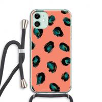 CaseCompany Pink Cheetah: iPhone 11 Transparant Hoesje met koord