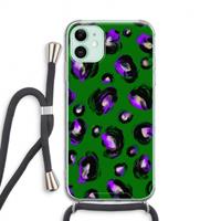 CaseCompany Green Cheetah: iPhone 11 Transparant Hoesje met koord