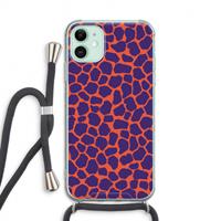 CaseCompany Purple Giraffe: iPhone 11 Transparant Hoesje met koord