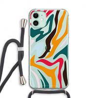 CaseCompany Colored Zebra: iPhone 11 Transparant Hoesje met koord