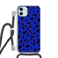 CaseCompany Blue Leopard: iPhone 11 Transparant Hoesje met koord