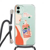 CaseCompany Peach please!: iPhone 11 Transparant Hoesje met koord