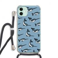 CaseCompany Narwhal: iPhone 11 Transparant Hoesje met koord