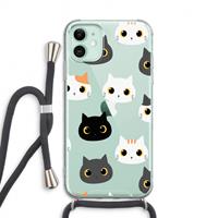 CaseCompany Katten: iPhone 11 Transparant Hoesje met koord