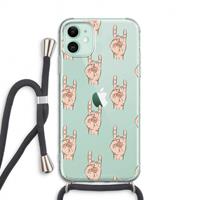 CaseCompany Rock: iPhone 11 Transparant Hoesje met koord