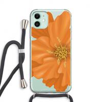 CaseCompany Orange Ellila flower: iPhone 11 Transparant Hoesje met koord