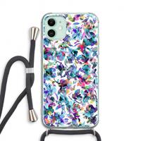 CaseCompany Hibiscus Flowers: iPhone 11 Transparant Hoesje met koord