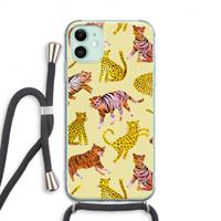 CaseCompany Cute Tigers and Leopards: iPhone 11 Transparant Hoesje met koord